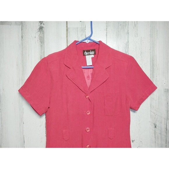 Chocolate Woman's Small Red Dress Silk  Linen Blend - Picture 3 of 6